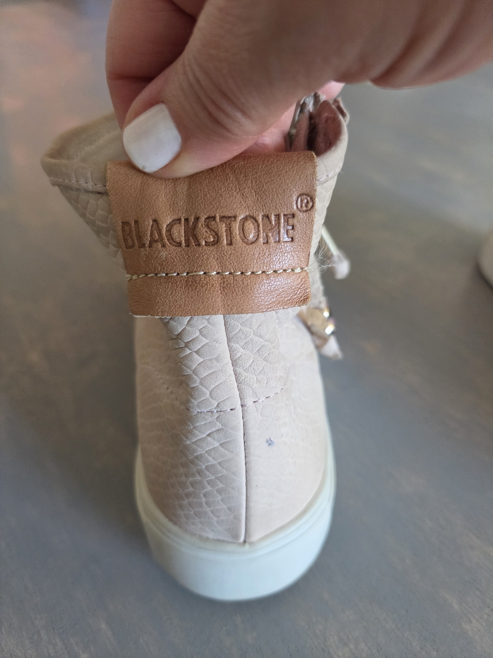 Blackstone Women’s Textured Slip-On Ankle Booties in Light Pink Cream - Picture 4 of 14